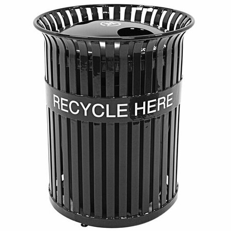 WAUSAU TILE WT MF3235 26G Steel Logo Band Outdoor Recycling Receptacle w/ Aluminum 2-Hole Lid 676MF3235